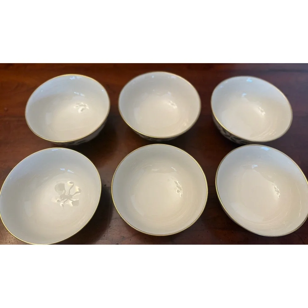 Set of 6 Lenox Holiday Footed Dessert Fruit Bowls 5